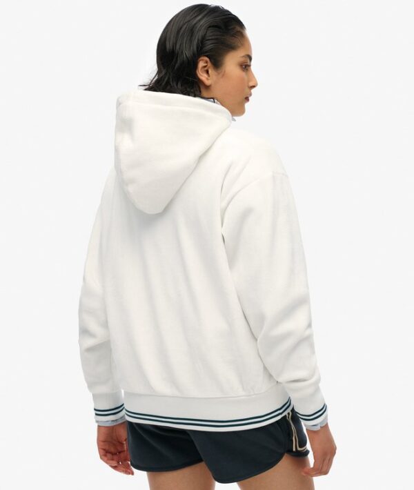 Superdry Country Club Velour Zip Hoodie - Off White - Image 5