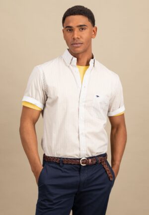 Fynch Hatton Short-sleeved cotton shirt - Yellow