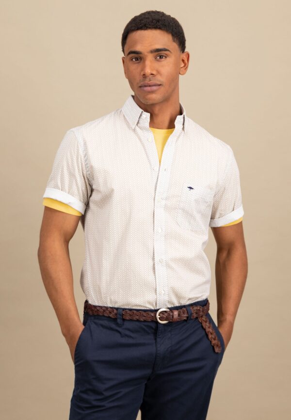 Fynch Hatton Short-sleeved cotton shirt - Yellow