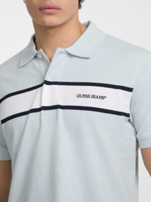 Guess Jeans Striped Logo embroidery polo - Light Blue
