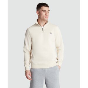 Original Penguin Fleece Quarter Zip Sweatshirt - Birch