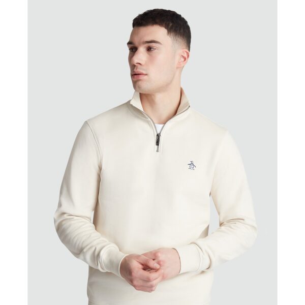 Original Penguin Fleece Quarter Zip Sweatshirt - Birch - Image 2