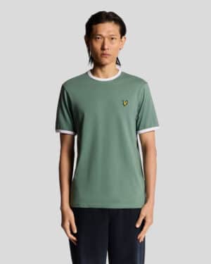 Lyle & Scott Ringer Cotton Crew Neck T-Shirt - Green/ White