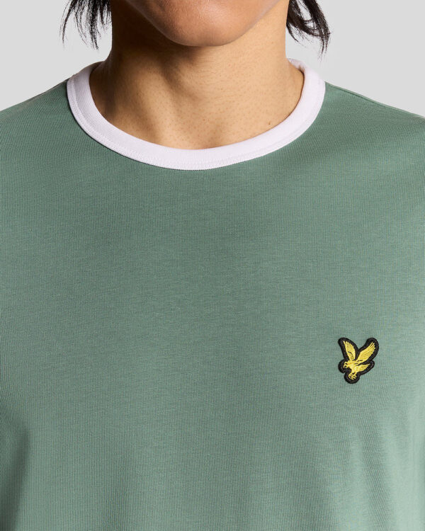 Lyle & Scott Ringer Cotton Crew Neck T-Shirt - Green/ White - Image 2