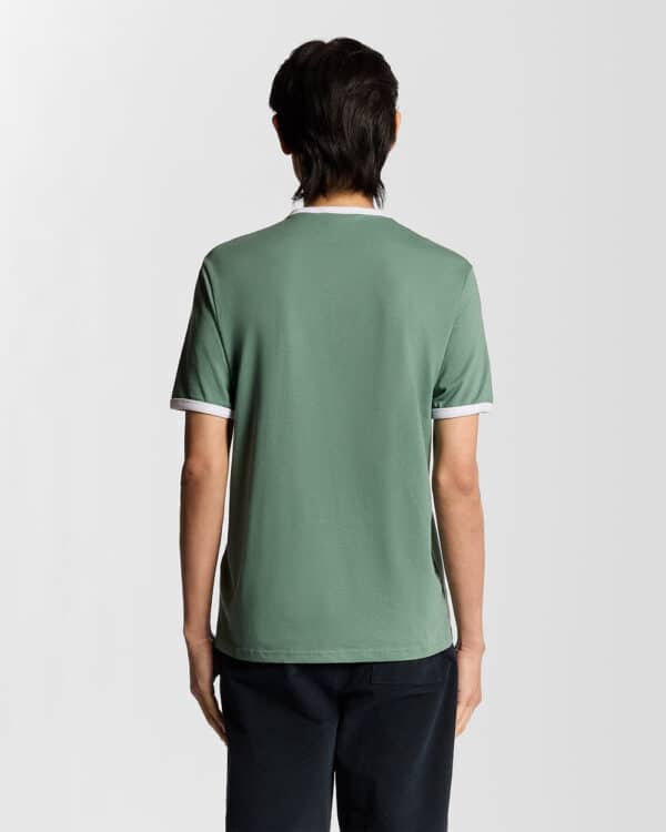 Lyle & Scott Ringer Cotton Crew Neck T-Shirt - Green/ White - Image 3