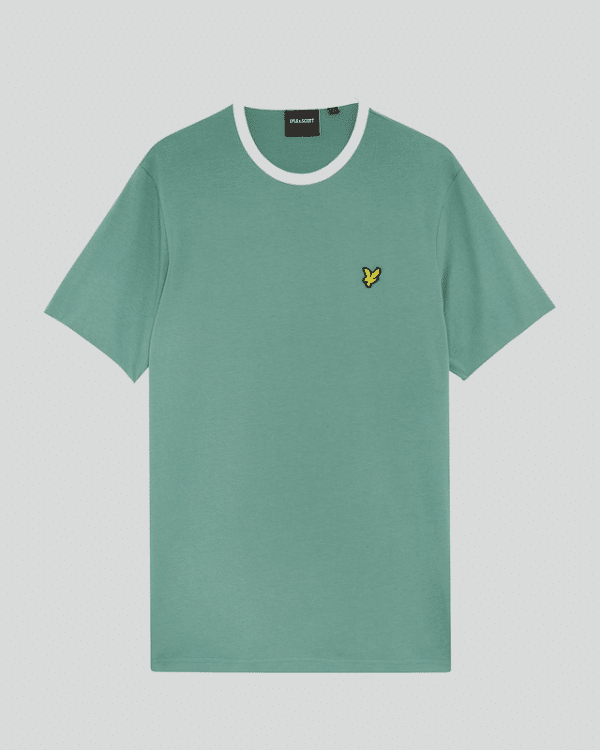 Lyle & Scott Ringer Cotton Crew Neck T-Shirt - Green/ White - Image 4