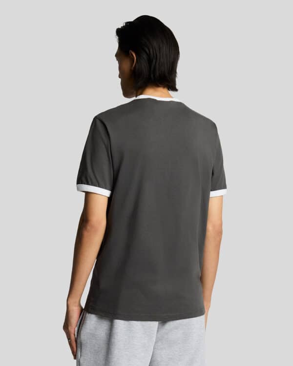 Lyle & Scott Ringer Cotton Crew Neck T-Shirt - Gunmetal/ White - Image 3