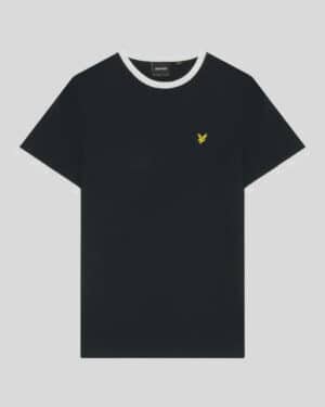 Lyle & Scott Ringer Cotton Crew Neck T-Shirt - Dark Navy/ White