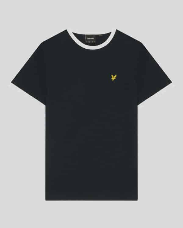 Lyle & Scott Ringer Cotton Crew Neck T-Shirt - Dark Navy/ White