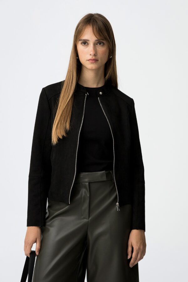 Tiffosi Suede Effect Jacket - Black - Image 2