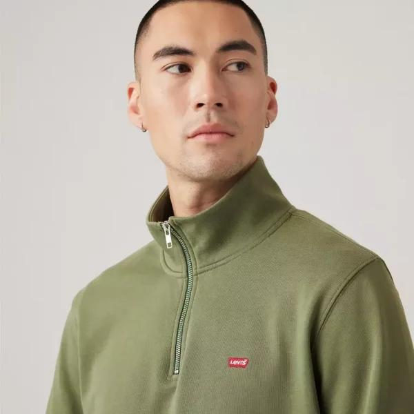Levi’s Original Housemark Quarter-zip Pullover - Moss Olive - Image 3