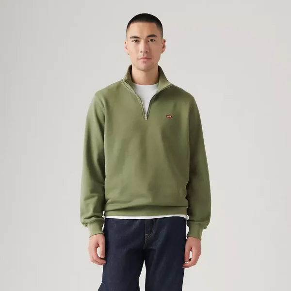 Levi’s Original Housemark Quarter-zip Pullover - Moss Olive - Image 2