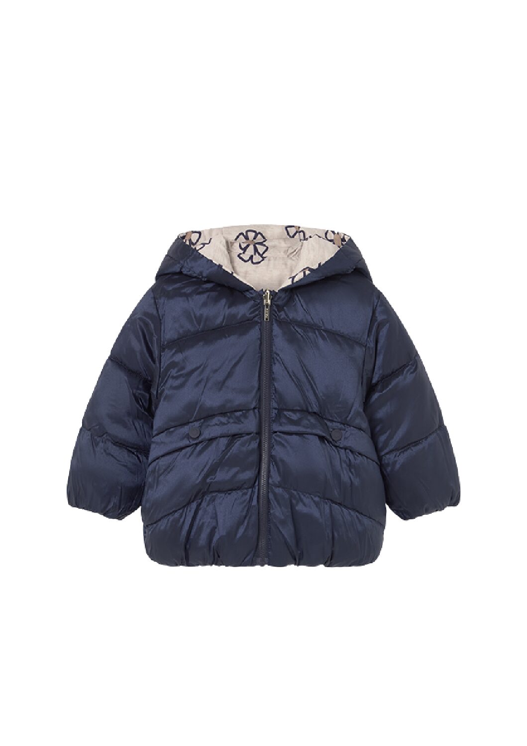 Mayoral Girls Navy/ Cream Flower Reversible Coat
