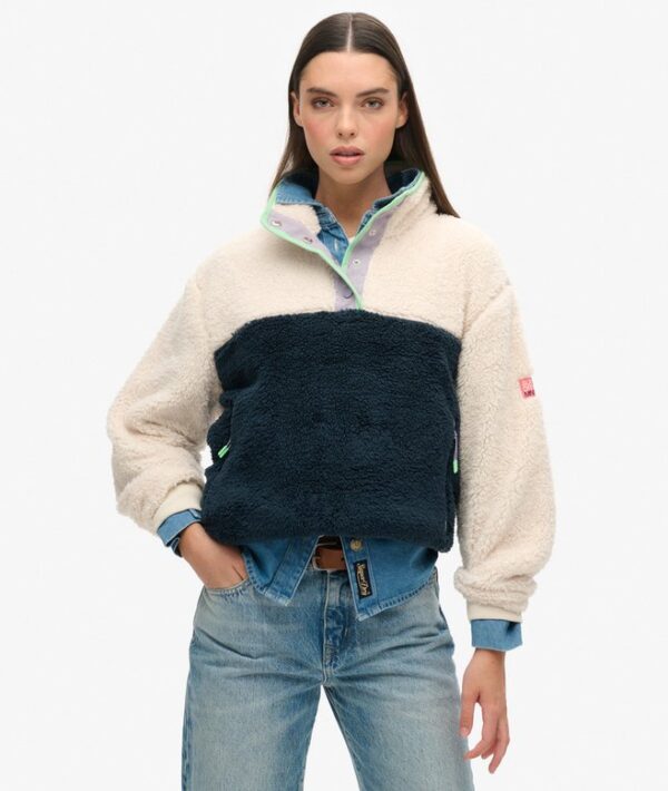 Superdry Super Soft Mash Up Henley Jumper - Rice White - Image 3
