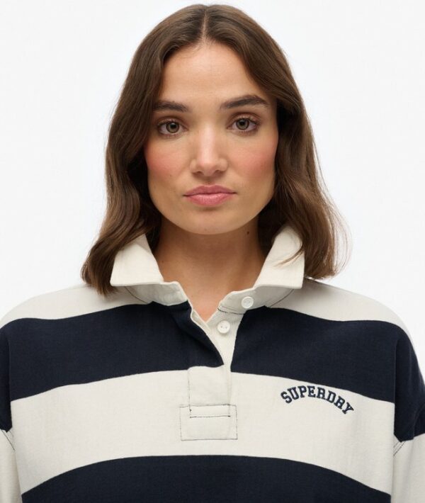 Superdry Athletic Essentials Stripe Rugby Top - Eclipse Navy Stripe - Image 4