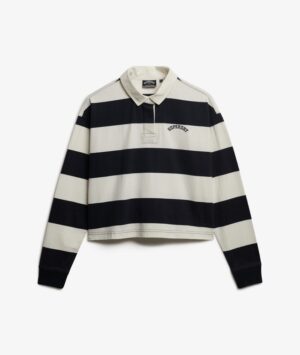 Superdry Athletic Essentials Stripe Rugby Top - Eclipse Navy Stripe