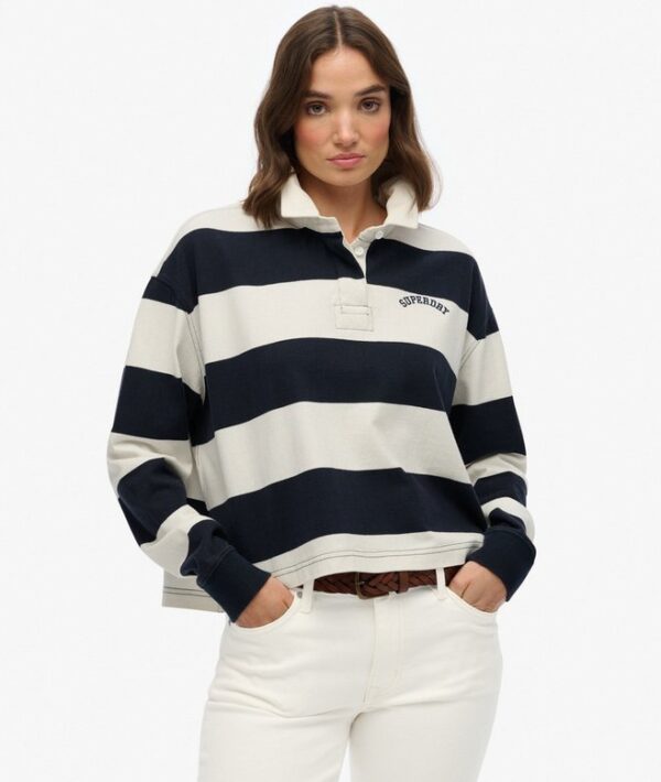 Superdry Athletic Essentials Stripe Rugby Top - Eclipse Navy Stripe - Image 2