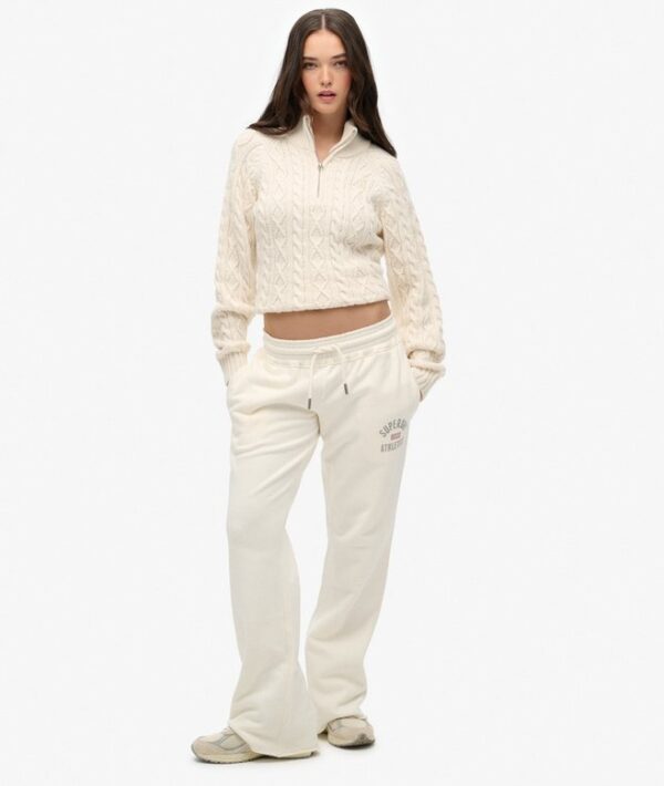 Superdry Slim Cable Half Zip Knit Jumper - Ecru - Image 4