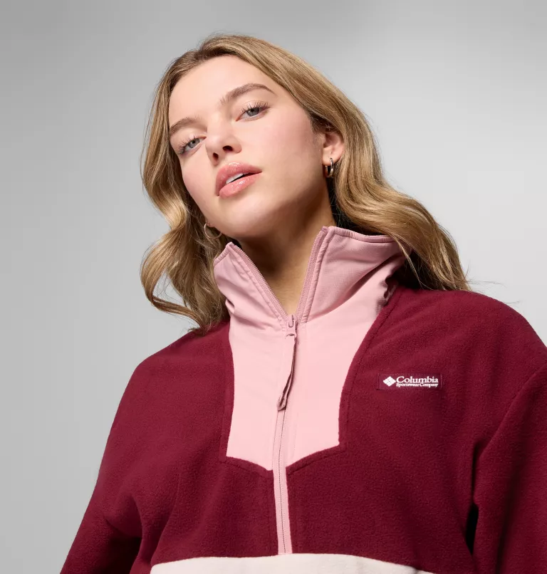 Columbia Sequoia Grove Half Zip Fleece - Rich Wine, Dark Stone, Eraser Pink - Image 2