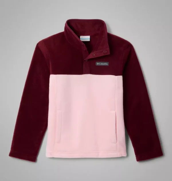 Columbia Kids Steens Mountain II Half Snap Fleece - Pink, Rich Wine
