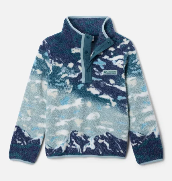 Columbia Kids Helvetia II Sherpa Half Snap Printed Fleece - Everblue