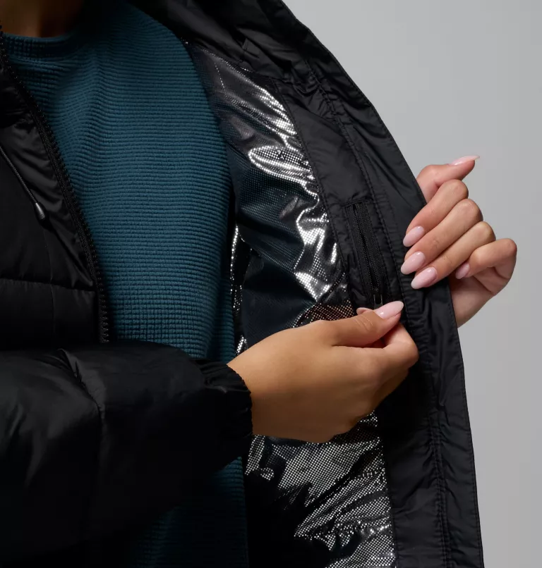 Columbia Pike Lake III Long Hooded Puffer Jacket - Black - Image 6