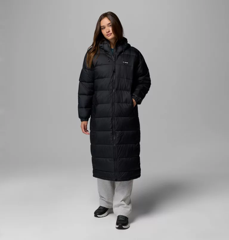 Columbia Pike Lake III Long Hooded Puffer Jacket - Black