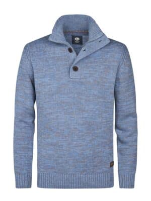 Petrol Melange Logan Knitted Jumper - Pale Blue