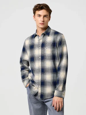Wrangler 1 Pocket Indigo Shirt - Dusty Blue