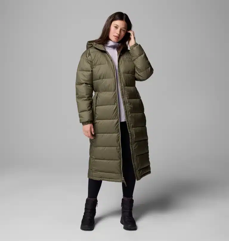 Columbia Pike Lake III Long Hooded Puffer Jacket - Stone Green - Image 3