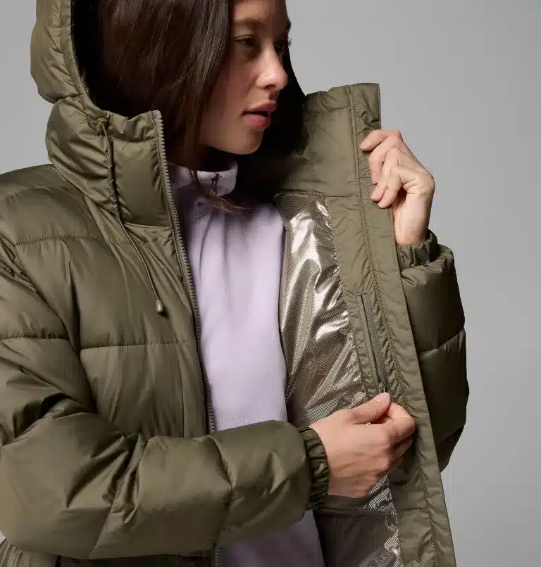 Columbia Pike Lake III Long Hooded Puffer Jacket - Stone Green - Image 4