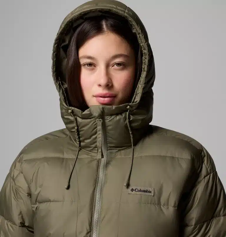 Columbia Pike Lake III Long Hooded Puffer Jacket - Stone Green - Image 5