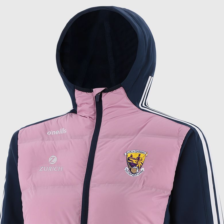 O'Neills Wexford GAA Hydra Lightweight Hooded Padded Jacket - Pink / Marine / White - Image 2